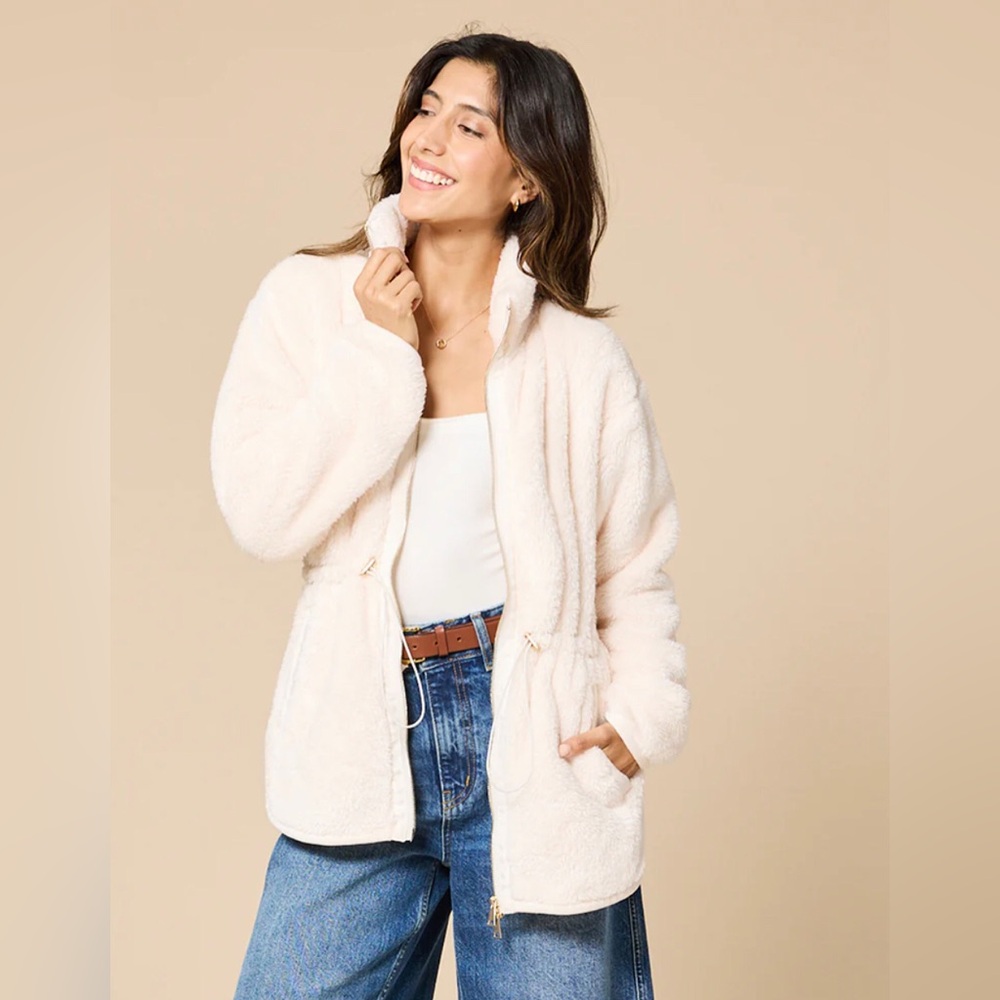 NWT Softies Dreamplush Zip Jacket In Almond Size M